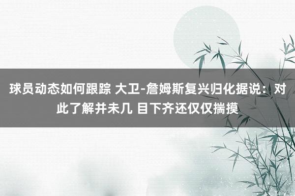 球员动态如何跟踪 大卫-詹姆斯复兴归化据说：对此了解并未几 目下齐还仅仅揣摸