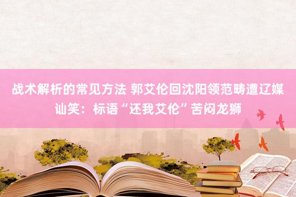 战术解析的常见方法 郭艾伦回沈阳领范畴遭辽媒讪笑：标语“还我艾伦”苦闷龙狮