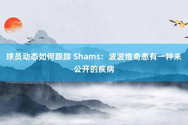 球员动态如何跟踪 Shams：波波维奇患有一种未公开的疾病