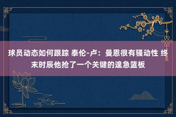 球员动态如何跟踪 泰伦-卢：曼恩很有骚动性 终末时辰他抢了一个关键的遑急篮板