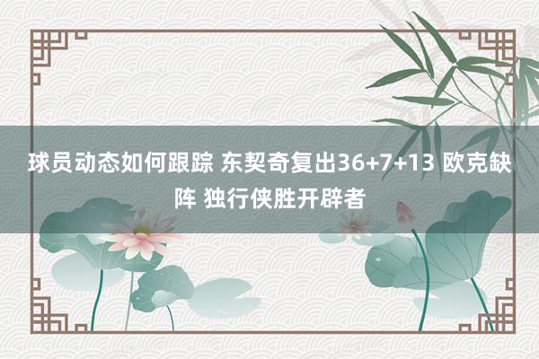 球员动态如何跟踪 东契奇复出36+7+13 欧克缺阵 独行侠胜开辟者