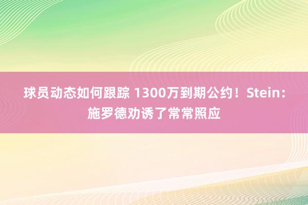 球员动态如何跟踪 1300万到期公约！Stein：施罗德劝诱了常常照应