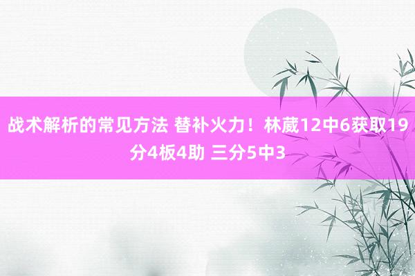 战术解析的常见方法 替补火力！林葳12中6获取19分4板4助 三分5中3