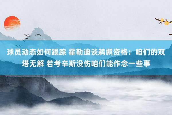 球员动态如何跟踪 霍勒迪谈鹈鹕资格：咱们的双塔无解 若考辛斯没伤咱们能作念一些事