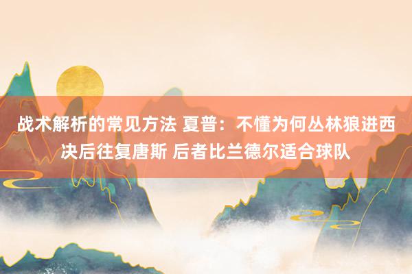 战术解析的常见方法 夏普：不懂为何丛林狼进西决后往复唐斯 后者比兰德尔适合球队