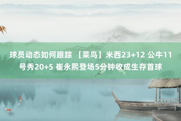 球员动态如何跟踪 【菜鸟】米西23+12 公牛11号秀20+5 崔永熙登场5分钟收成生存首球