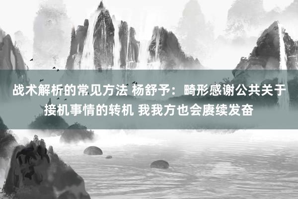 战术解析的常见方法 杨舒予：畸形感谢公共关于接机事情的转机 我我方也会赓续发奋