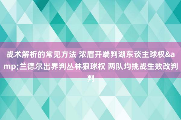 战术解析的常见方法 浓眉开端判湖东谈主球权&兰德尔出界判丛林狼球权 两队均挑战生效改判