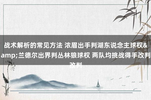 战术解析的常见方法 浓眉出手判湖东说念主球权&兰德尔出界判丛林狼球权 两队均挑战得手改判