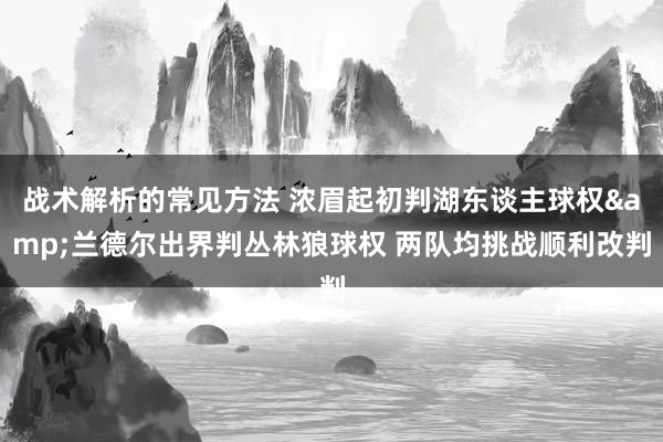 战术解析的常见方法 浓眉起初判湖东谈主球权&兰德尔出界判丛林狼球权 两队均挑战顺利改判