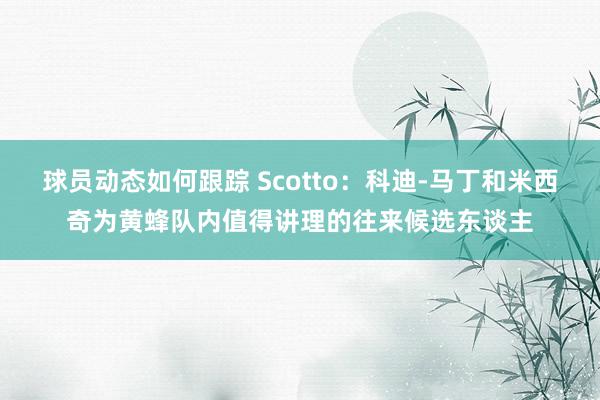 球员动态如何跟踪 Scotto：科迪-马丁和米西奇为黄蜂队内值得讲理的往来候选东谈主