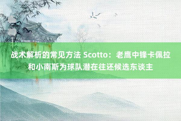 战术解析的常见方法 Scotto：老鹰中锋卡佩拉和小南斯为球队潜在往还候选东谈主